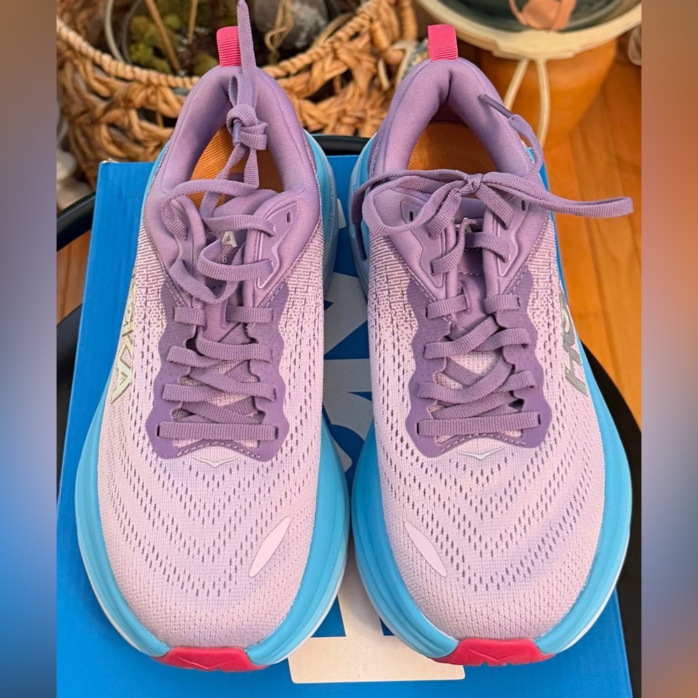 Hoka Bondi 8 Women Violet/Blue Running Shoes  7.5B WBDNI8 - Picture 2 of 12